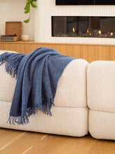 Load image into Gallery viewer, Brighton NZ Wool Throw Rug - Navy