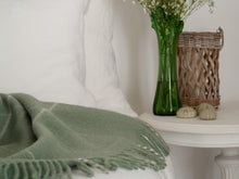 Load image into Gallery viewer, Brighton NZ Wool Throw Rug - Sage Striped