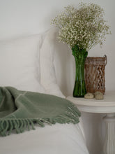 Load image into Gallery viewer, Brighton NZ Wool Throw Rug - Sage Striped