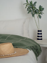 Load image into Gallery viewer, Brighton NZ Wool Throw Rug - Sage Striped