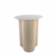 Load image into Gallery viewer, VERO SIDE TABLE NATURAL OAK WITH WHITE MARBLE