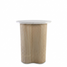 Load image into Gallery viewer, VERO SIDE TABLE NATURAL OAK WITH WHITE MARBLE