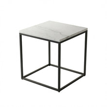 Load image into Gallery viewer, SILVA BLACK SIDE TABLE WITH WHITE MARBLE
