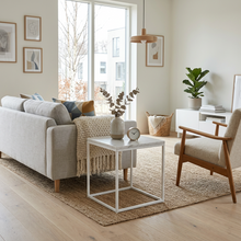 Load image into Gallery viewer, SILVA WHITE SIDE TABLE WITH WHITE MARBLE