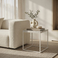 Load image into Gallery viewer, SILVA WHITE SIDE TABLE WITH WHITE MARBLE