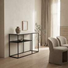 Load image into Gallery viewer, AURA ENTRY CONSOLE BLACK WITH WHITE MARBLE