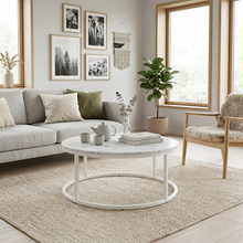 Load image into Gallery viewer, VELA COFFEE TABLE WHITE WITH WHITE MARBLE