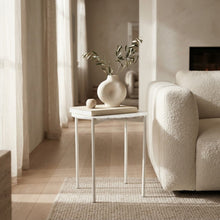 Load image into Gallery viewer, SOLIS SIDE TABLE WHITE WITH WHITE MARBLE