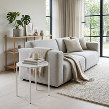 Load image into Gallery viewer, SOLIS SIDE TABLE WHITE WITH WHITE MARBLE