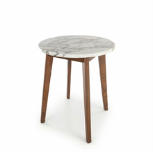 Load image into Gallery viewer, NERO WALNUT SIDE TABLE WITH NATURAL OAK MARBLE