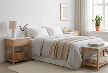 Load image into Gallery viewer, NOVA BEDSIDE TABLE NATURAL OAK WITH WHITE MARBLE
