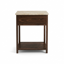Load image into Gallery viewer, NOVA BEDSIDE TABLE WALNUT WITH TRAVERTINE