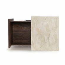 Load image into Gallery viewer, NOVA BEDSIDE TABLE WALNUT WITH TRAVERTINE