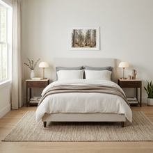 Load image into Gallery viewer, NOVA BEDSIDE TABLE WALNUT WITH TRAVERTINE