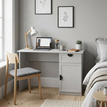 Load image into Gallery viewer, COPENHAGEN DESK - WHITE - HAMPTON - HALF MOON BLACK