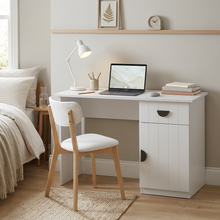 Load image into Gallery viewer, COPENHAGEN DESK - WHITE - VJ PANEL - HALF MOON BLACK