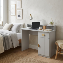 Load image into Gallery viewer, COPENHAGEN DESK - WHITE - VJ PANEL - HALF MOON BRASS