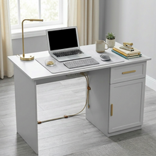 Load image into Gallery viewer, COPENHAGEN DESK - WHITE - HAMPTON - OVAL BRASS