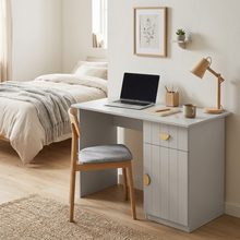 Load image into Gallery viewer, COPENHAGEN DESK - WHITE - VJ PANEL - HALF MOON BRASS