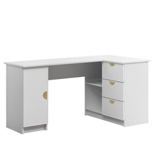 Load image into Gallery viewer, ROME CORNER DESK - WHITE - SLIM - HALF MOON BRASS