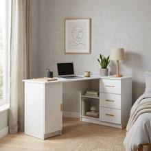 Load image into Gallery viewer, ROME CORNER DESK - WHITE - SLIM - OVAL BRASS