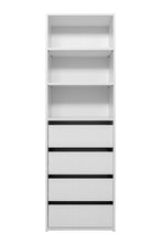 Load image into Gallery viewer, Geneva Built In Wardrobe - 4 Drawer 3 Shelf Module - Fluted - White