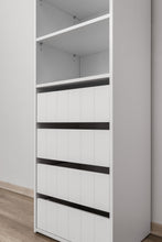 Load image into Gallery viewer, Geneva Built In Wardrobe - 4 Drawer 3 Shelf Module - VJ Panel - White