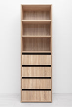 Load image into Gallery viewer, Geneva Built In Wardrobe - 4 Drawer 3 Shelf Module - Slim Shaker Panel - Natural Oak