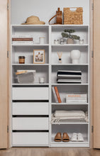 Load image into Gallery viewer, Geneva Built In Wardrobe - 4 Drawer 3 Shelf Module - VJ Panel - White