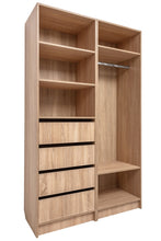 Load image into Gallery viewer, Malmo Walk In Wardrobe - 4 Drawer 3 Shelf Module - Slim Shaker - Natural Oak