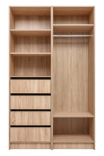 Load image into Gallery viewer, Malmo Walk In Wardrobe - 4 Drawer 3 Shelf Module - Slim Shaker - Natural Oak