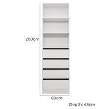 Load image into Gallery viewer, Malmo Walk In Wardrobe - 4 Drawer 3 Shelf Module - VJ Panel - White