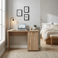 Load image into Gallery viewer, COPENHAGEN DESK - NATURAL OAK - SLIM - HALF MOON BRASS