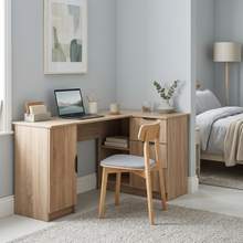 Load image into Gallery viewer, ROME CORNER DESK - NATURAL OAK - SLIM - PULL BLACK