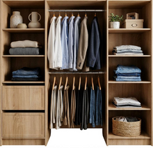 Load image into Gallery viewer, Basel Walk In Wardrobe Kit - Hamptons - Natural Oak