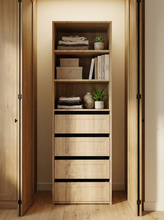 Load image into Gallery viewer, Geneva Built In Wardrobe - 4 Drawer 3 Shelf Module - Hamptons - Natural Oak