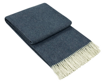 Load image into Gallery viewer, Kensington Cashmere and Superfine Merino Wool Throw Rug - Navy
