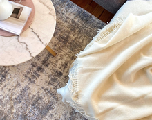 Load image into Gallery viewer, Kensington Cashmere and Superfine Merino Wool Throw Rug - Ivory