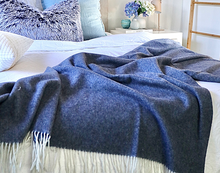 Load image into Gallery viewer, Kensington Cashmere and Superfine Merino Wool Throw Rug - Navy