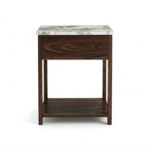 Load image into Gallery viewer, NOVA BEDSIDE TABLE WALNUT WITH CALACUTTA MARBLE
