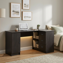Load image into Gallery viewer, ROME CORNER DESK - NORDIC ASH - HALF MOON BLACK
