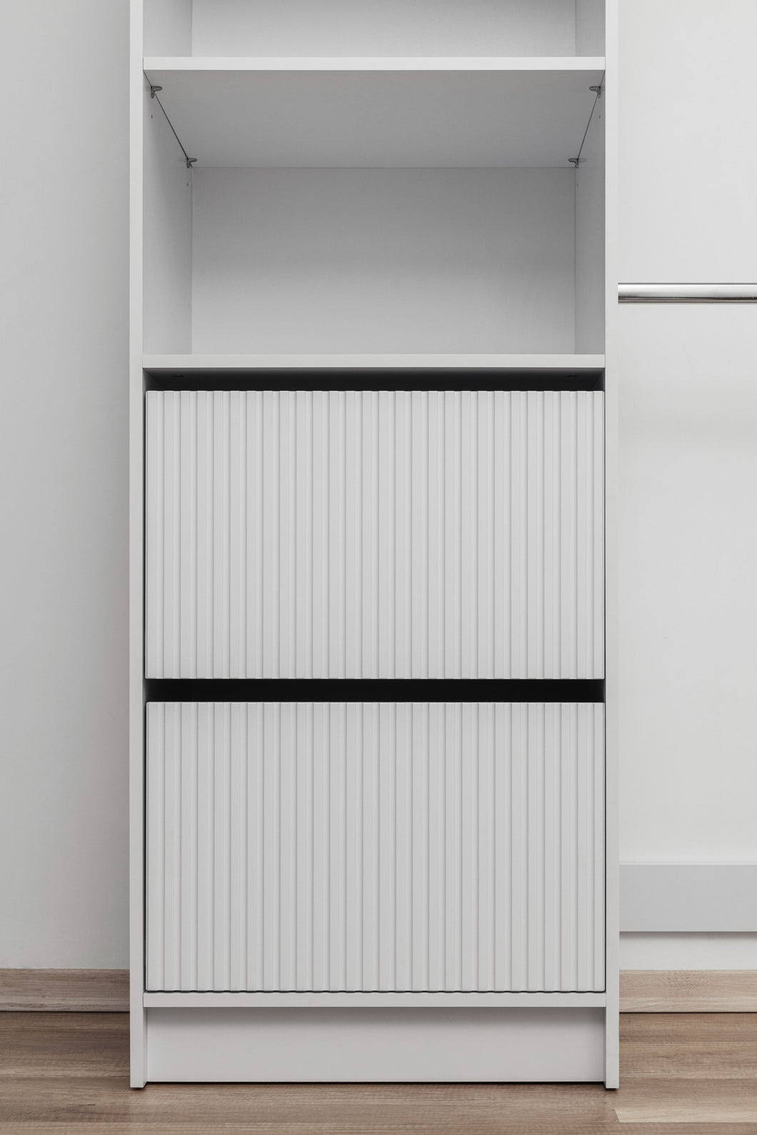 Basel Walk In Wardrobe Kit - Fluted - White