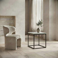 Load image into Gallery viewer, SILVA BLACK SIDE TABLE WITH WHITE MARBLE
