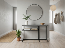 Load image into Gallery viewer, AURA ENTRY CONSOLE BLACK WITH WHITE MARBLE
