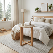 Load image into Gallery viewer, LYRA SIDE TABLE WITH NATURAL OAK TRAVERTINE
