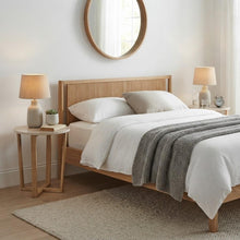 Load image into Gallery viewer, LYRA SIDE TABLE WITH NATURAL OAK TRAVERTINE
