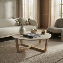 Load image into Gallery viewer, LYRA COFFEE TABLE WITH NATURAL OAK TRAVERTINE
