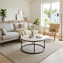 Load image into Gallery viewer, VELA COFFEE TABLE BLACK WITH WHITE MARBLE
