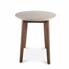 Load image into Gallery viewer, NERO WALNUT SIDE TABLE WITH TRAVERTINE
