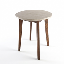 Load image into Gallery viewer, NERO WALNUT SIDE TABLE WITH TRAVERTINE

